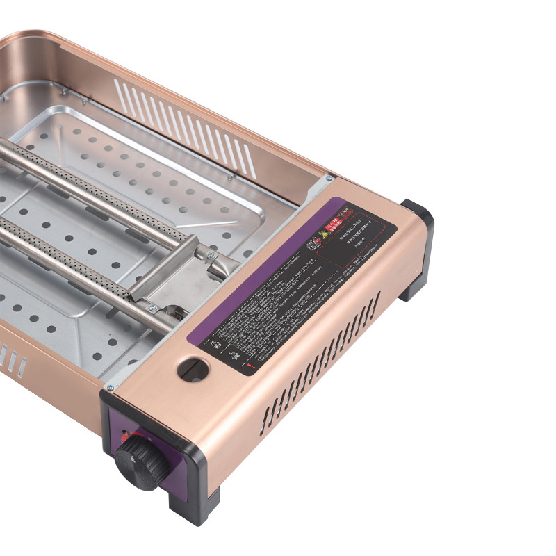 Multifunctional Aluminum Outdoor 2-In-1 Camping Barbecue Gas Stove Frying and Baking Dual Purpose With Grill Pan