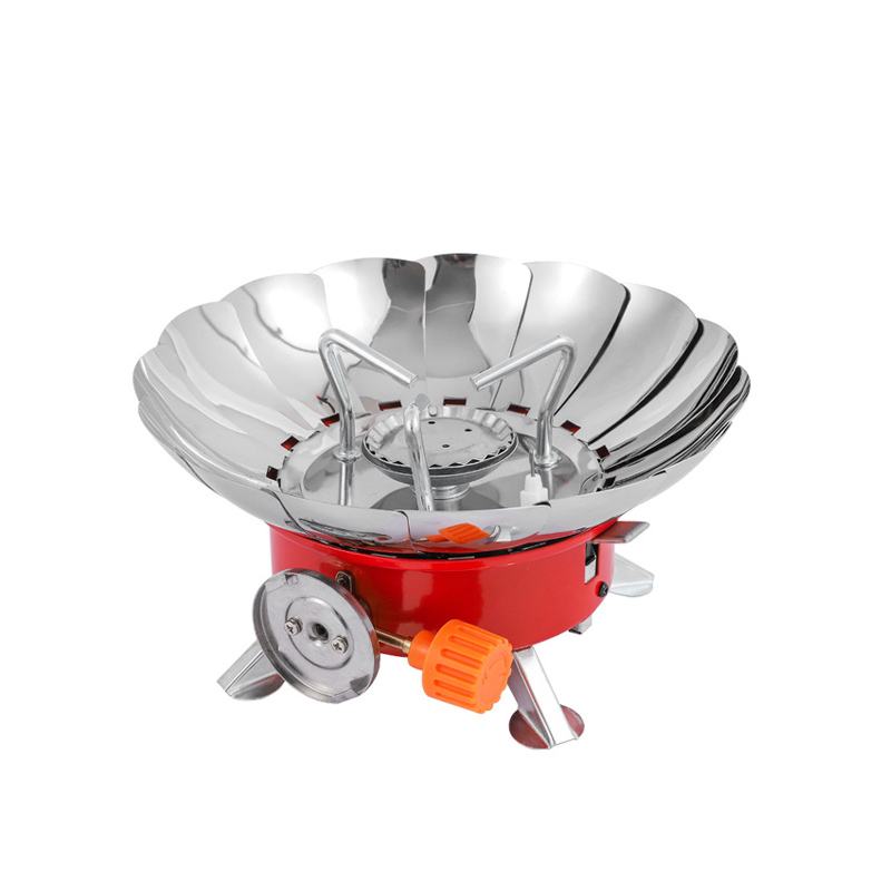 Folding Backpacking Single-cooker Cooktop Portable Flower Shape Ultralight Stainless Steel Outdoor Cooking Mini Butane Gas Stove