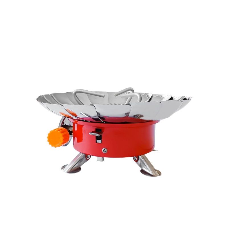 Folding Backpacking Single-cooker Cooktop Portable Flower Shape Ultralight Stainless Steel Outdoor Cooking Mini Butane Gas Stove