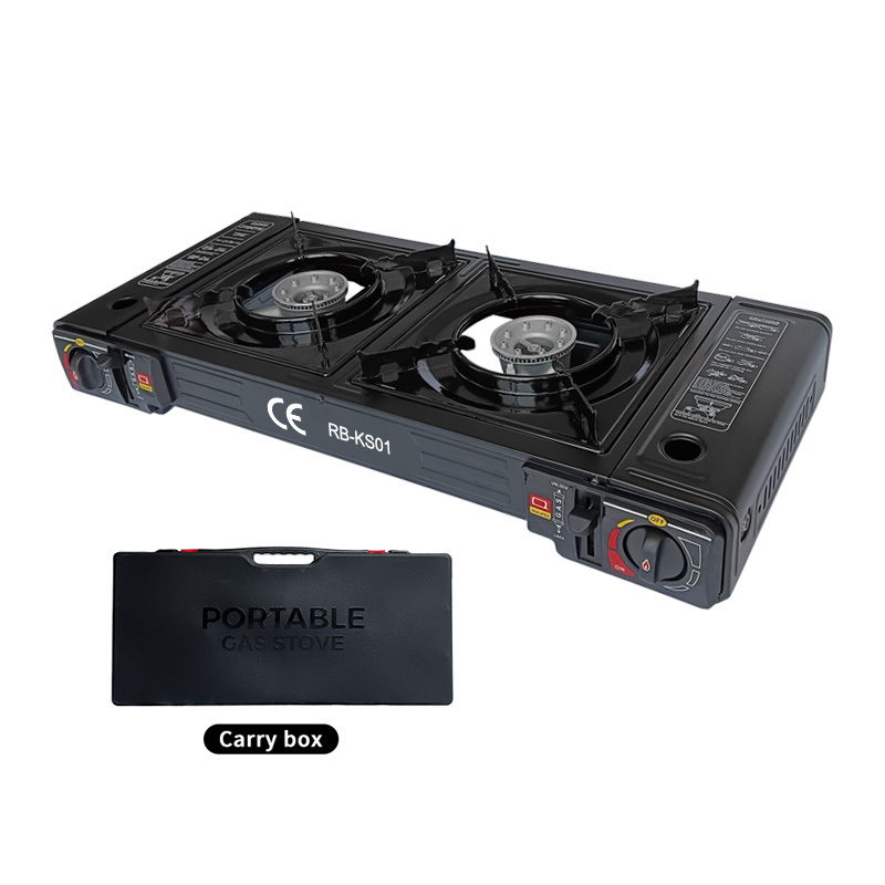 Portable 2 Burners Table Top Double Gas European style simple Small headed outdoor stove