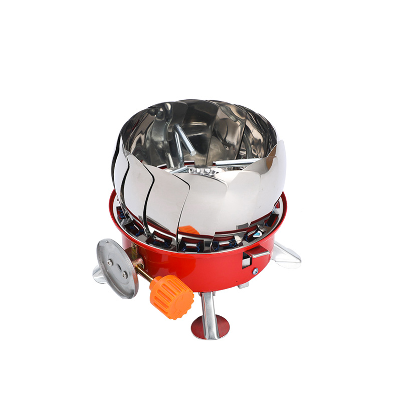 Folding Backpacking Single-cooker Cooktop Portable Flower Shape Ultralight Stainless Steel Outdoor Cooking Mini Butane Gas Stove