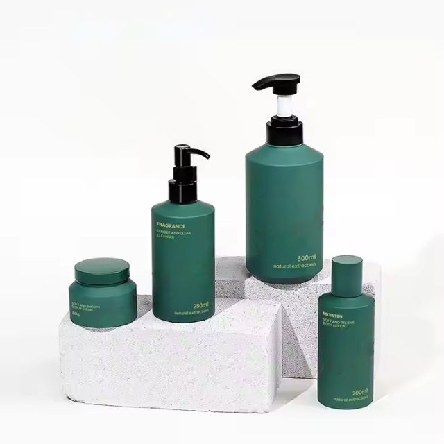 Luxury Green Shampoo and Conditioner Bottles