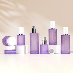 Purple Frost Pattern on Glass Cosmetic Bottle