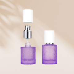Purple Frost Pattern on Glass Cosmetic Bottle