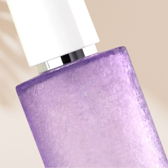 Purple Frost Pattern on Glass Cosmetic Bottle
