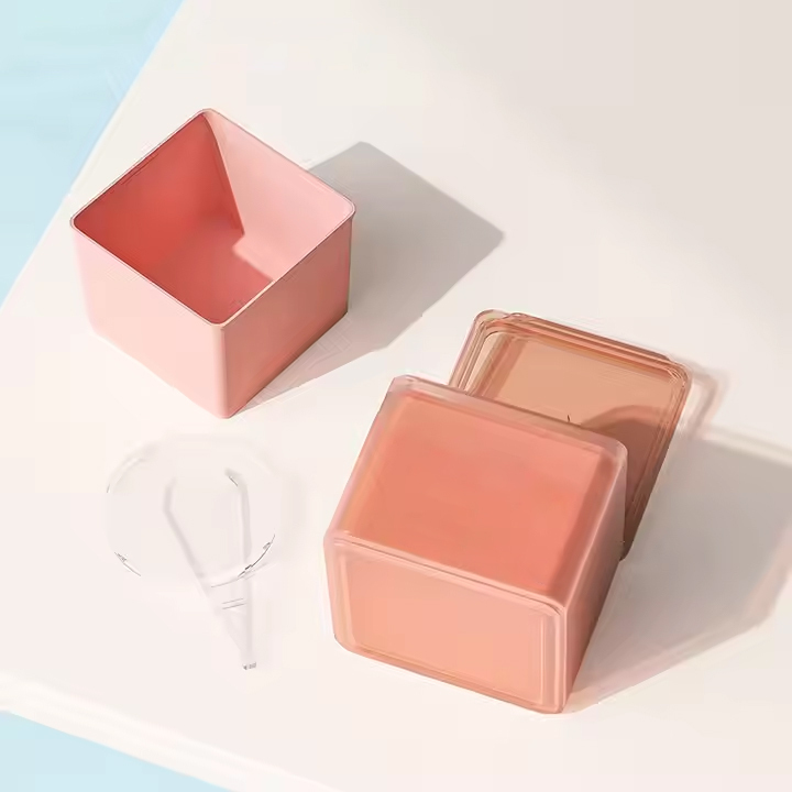 300ml Cotton Pads Jar with Tweezer Plastic Square Cotton Pads Jar