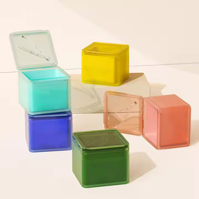 300ml Cotton Pads Jar with Tweezer Plastic Square Cotton Pads Jar