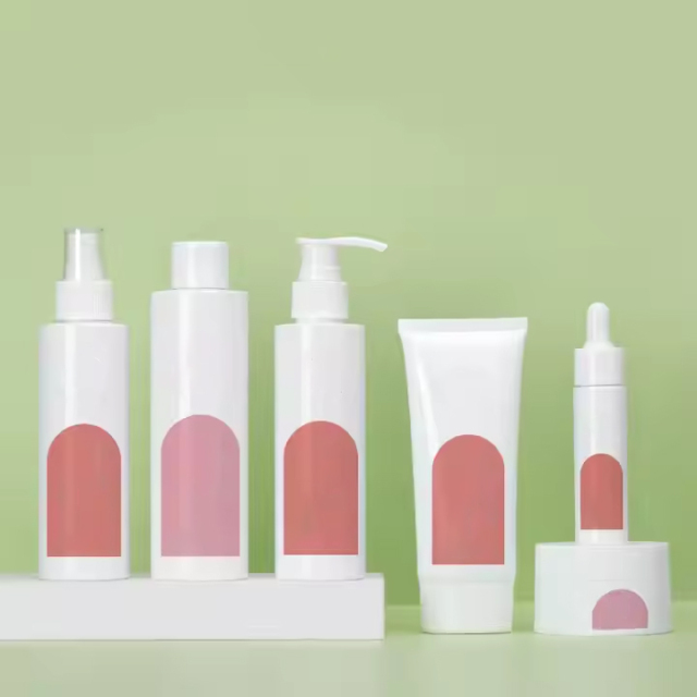 Empty lotion pump bottle with toner bottle