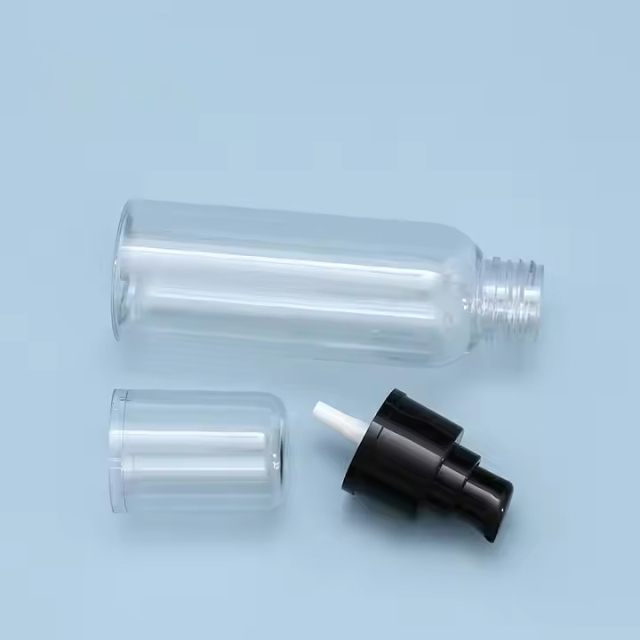 wholesale cosmetic clear pet pump bottle