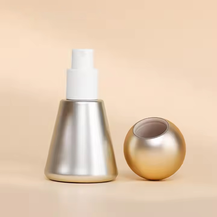 Glass Cosmetic Pump Bottle Custom Conical Glass Cream Jar