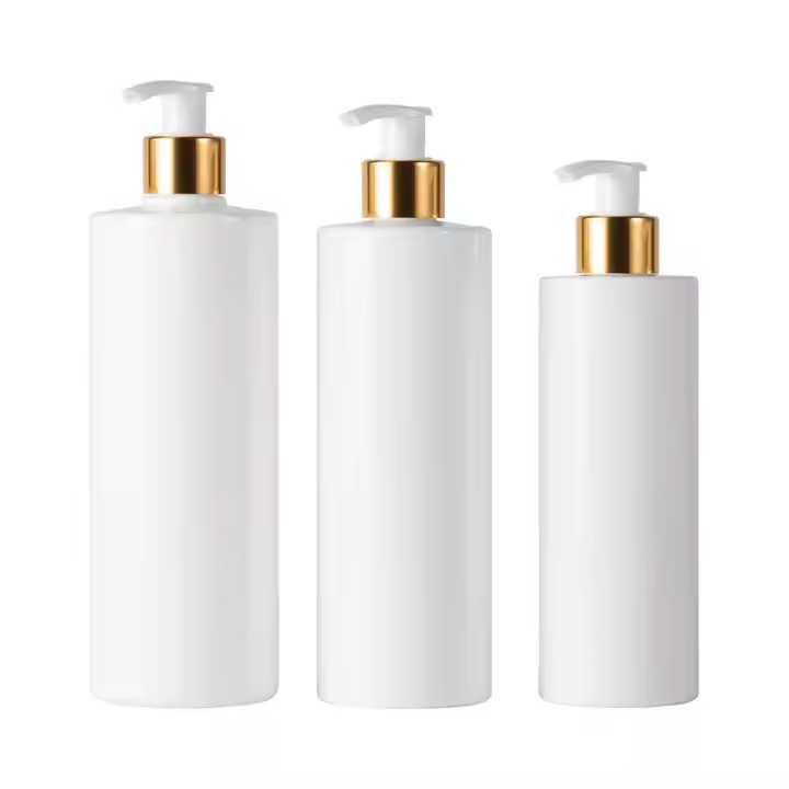 PET bottle with gold silver lotion pump