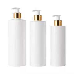 PET bottle with gold silver lotion pump