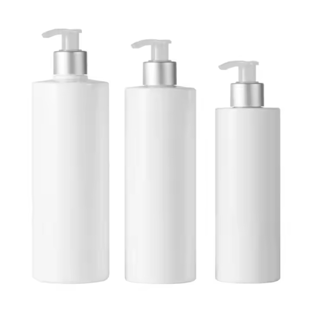 PET bottle with gold silver lotion pump