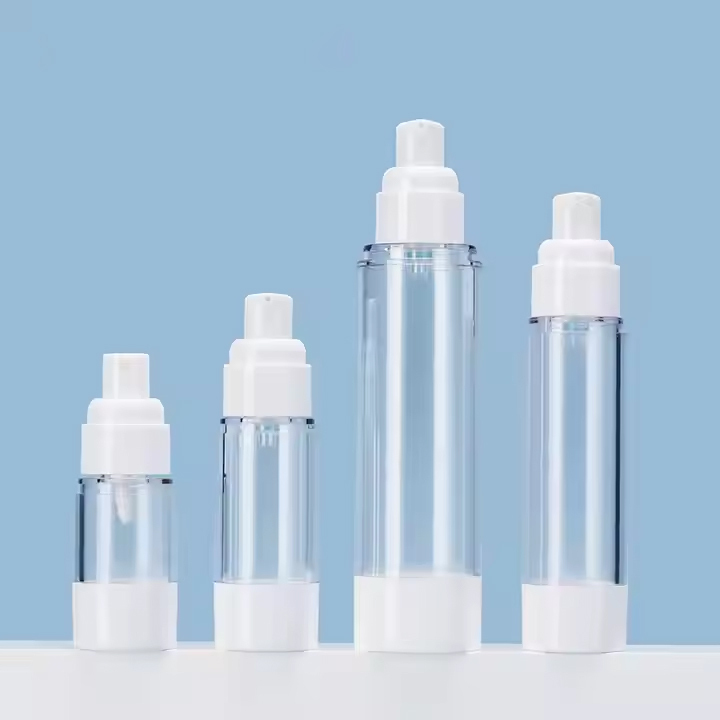 cosmetic airless lotion bottle transparent airless pump bottle