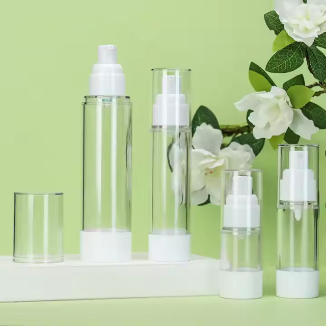 cosmetic airless lotion bottle transparent airless pump bottle