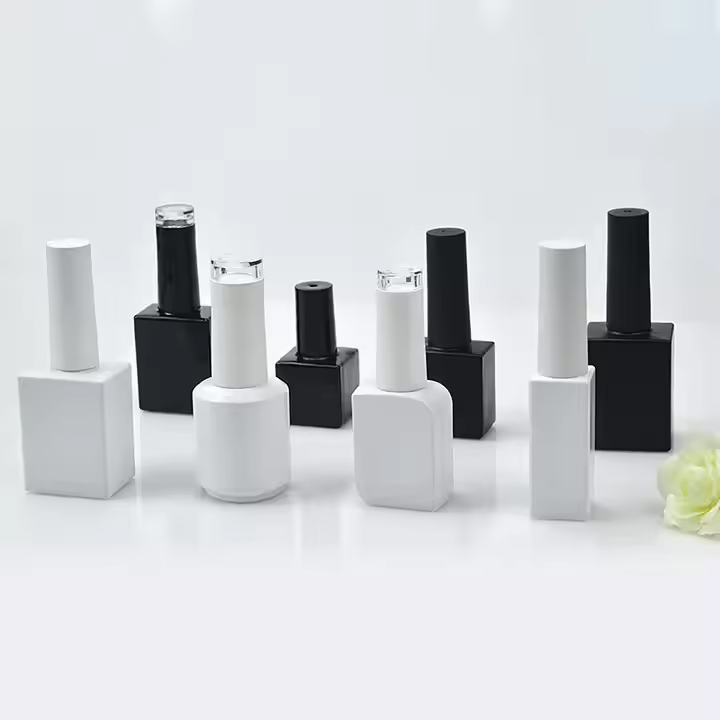 empty glass fancy uv gel nail polish bottle with brush cap