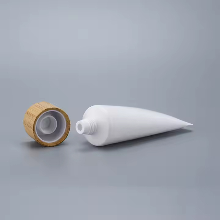 empty hand cream tube plastic cream tube packaging with bamboo cap