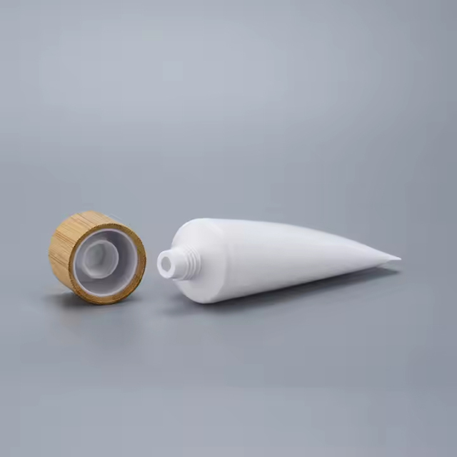 empty hand cream tube plastic cream tube packaging with bamboo cap