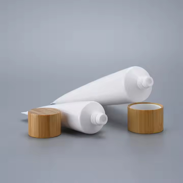 empty hand cream tube plastic cream tube packaging with bamboo cap