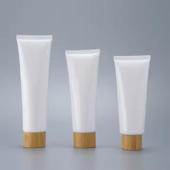 empty hand cream tube plastic cream tube packaging with bamboo cap