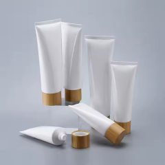 empty hand cream tube plastic cream tube packaging with bamboo cap