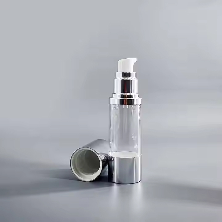 15ml 30ml 50ml airless cosmetic containers silver airless bottle