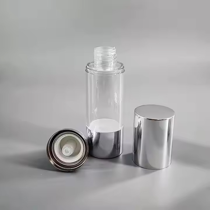 15ml 30ml 50ml airless cosmetic containers silver airless bottle