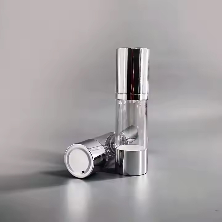 15ml 30ml 50ml airless cosmetic containers silver airless bottle