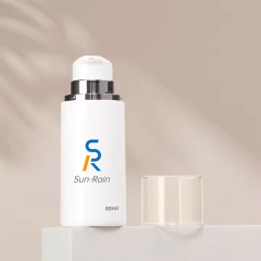 All white plastic airless cream packaging bottle with silver head pump