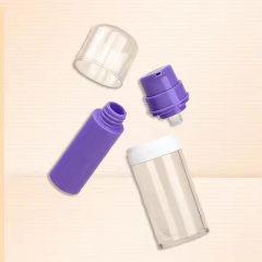 Purple replaceable airless bottle and cream jar set