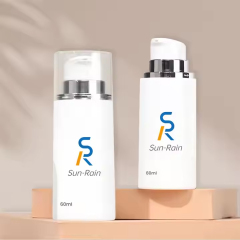 All white plastic airless cream packaging bottle with silver head pump