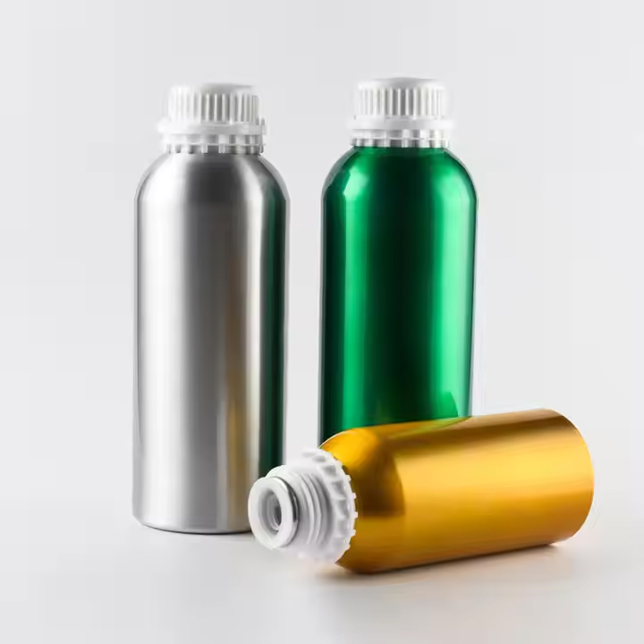 Empty metal bottle essence oil aluminum bottle with anti-theft cover
