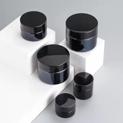 Face Cream Cosmetic Amber Glass Jar with Black Lid