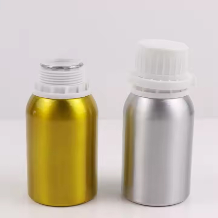 Empty metal bottle essence oil aluminum bottle with anti-theft cover