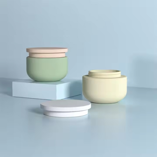 cosmetic jar HDPE green empty plastic jars with lids