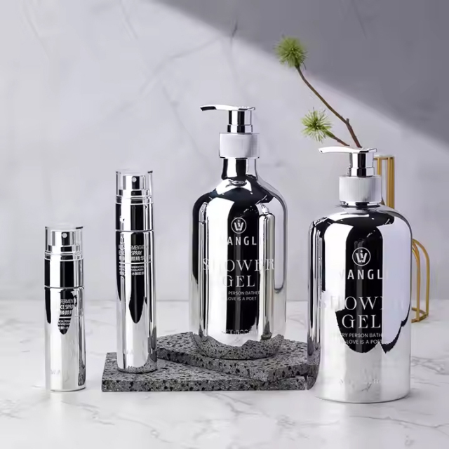 PET UV Bottle With Lotion Pump Aluminum Metal Sprayer