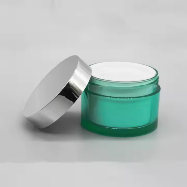 empty plastic jar cosmetic packaging green cream jar