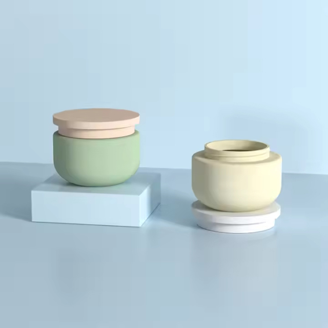 cosmetic jar HDPE green empty plastic jars with lids