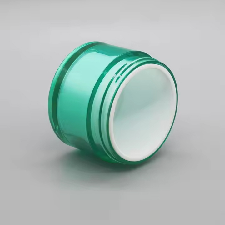 empty plastic jar cosmetic packaging green cream jar