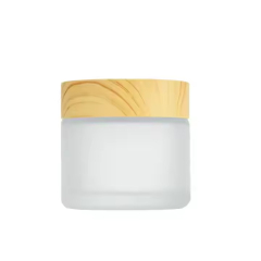 frosted glass cosmetic jar with wooden grain lid