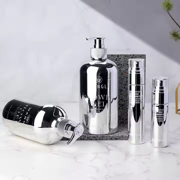 PET UV Bottle With Lotion Pump Aluminum Metal Sprayer