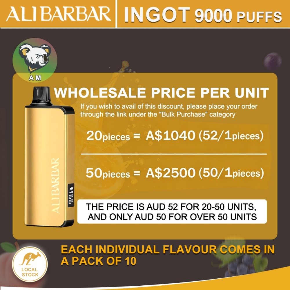 FAST AUS SHIPPING | ALIBARBAR INGOT 9000 Disposable Vape | Australian local Warehouse