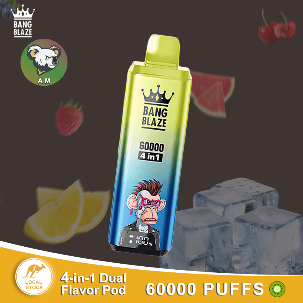 FAST AUS SHIPPING | Bang Blaze 60K 4-in-1 Disposable Vape | 4 Flavors in 1 | 60,000 Puffs | 60ml E-liquid | Smart Display | Type-C Charging| Australian local Warehouse