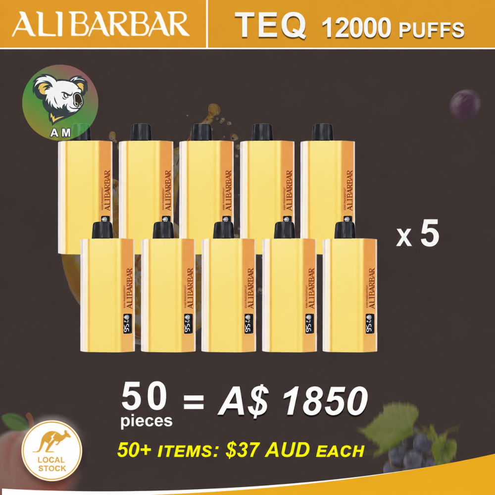 FAST AUS SHIPPING | ALIBARBAR TEQ 12000 Puffs Disposable Vape - Wholesale Lot (50+ Units) | Sydney Warehouse