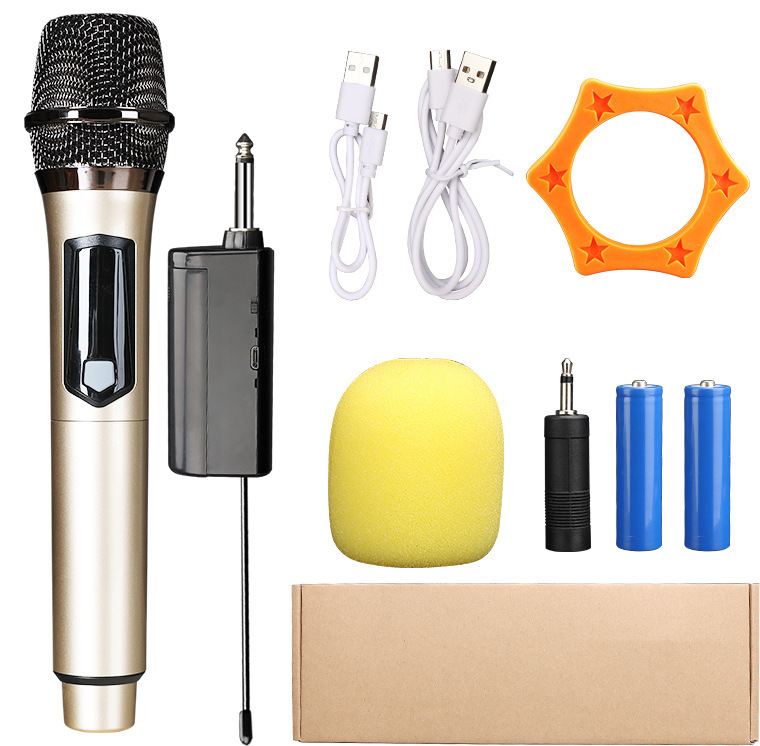 Handheld wireless microphone universal karaoke home audio outdoor square dance microphone drag two universal live sound card