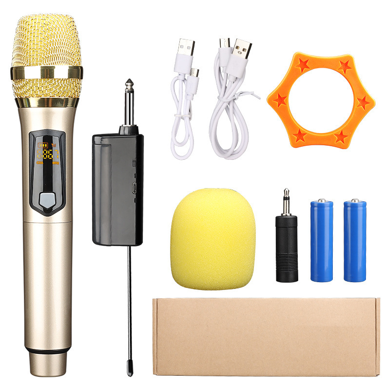 Handheld wireless microphone universal karaoke home audio outdoor square dance microphone drag two universal live sound card