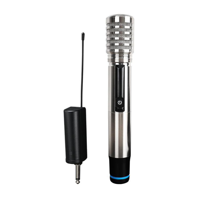 Metal wireless microphone outdoor singing microphone karaoke audio performance LCD display UHF FM live home