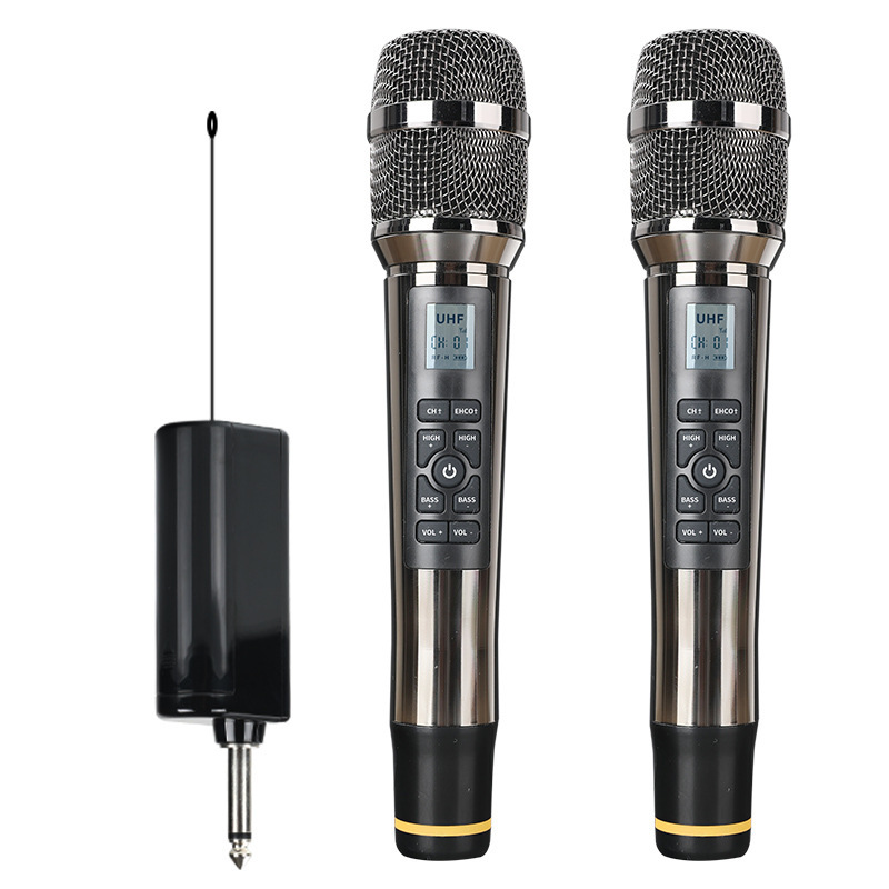 Multifunctional wireless microphone one to two reverberation karaoke live stage home outdoor audio UHF universal microphone