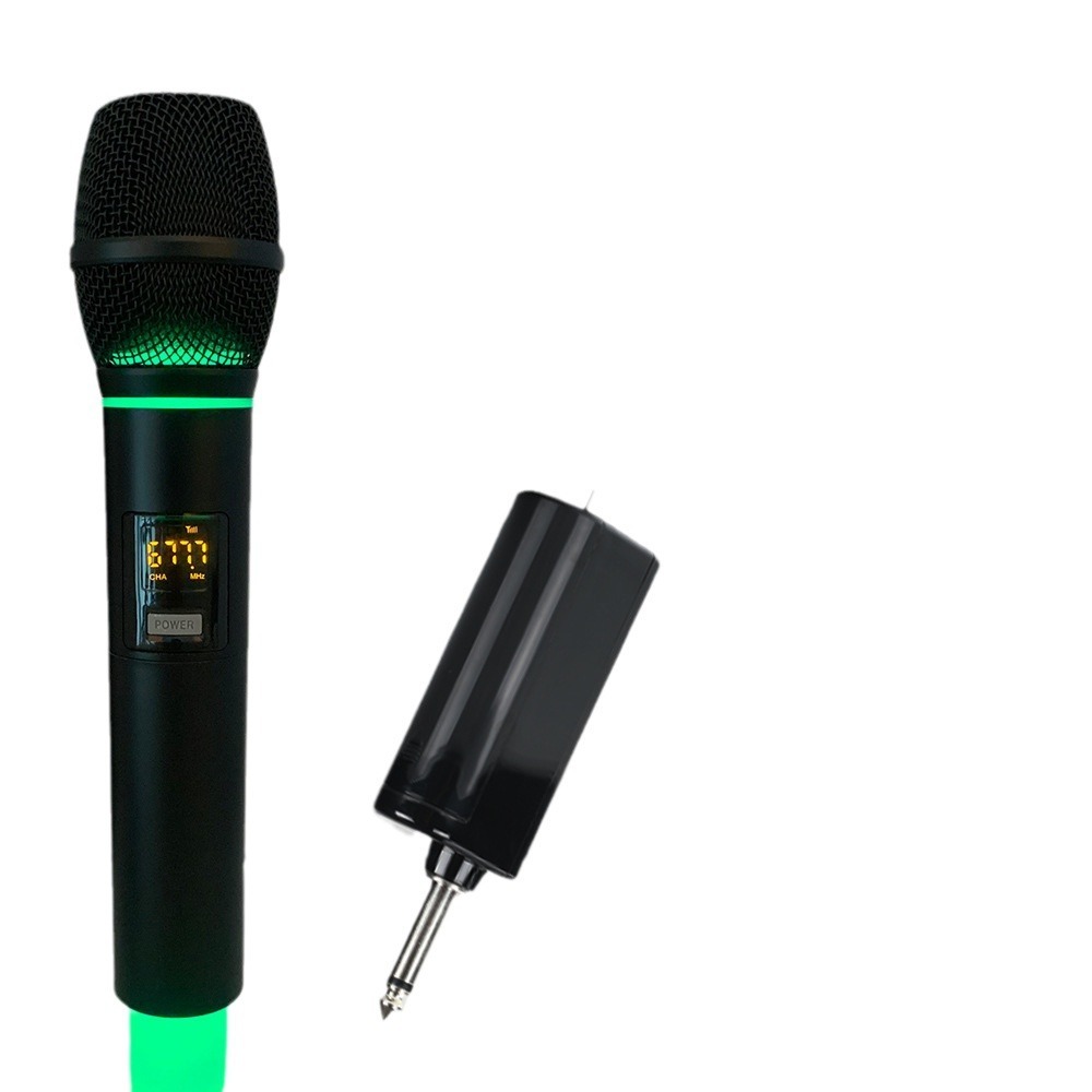 Handheld fluorescent wireless microphone KTV dedicated square dance aunt singing U segment V segment metal plastic microphone