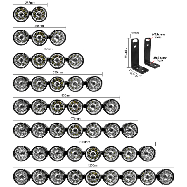JOPOWER 12v 22/32/42/52" LED Round Laser Linkable Light Bar
